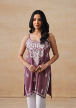 Load image into Gallery viewer, Boho Strappy Sleeveless Chikankari Kurti - The Lucknowi Chikan 