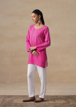 Load image into Gallery viewer, Nalli Rayon Chikankari Short Kurti - The Lucknowi Chikan 