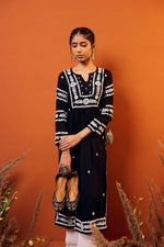 Load image into Gallery viewer, Malhar Rayon Long Chikankari Kurta
