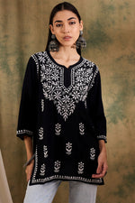 Load image into Gallery viewer, Jiva Rayon Short Chikankari Kurti - The Lucknowi Chikan 