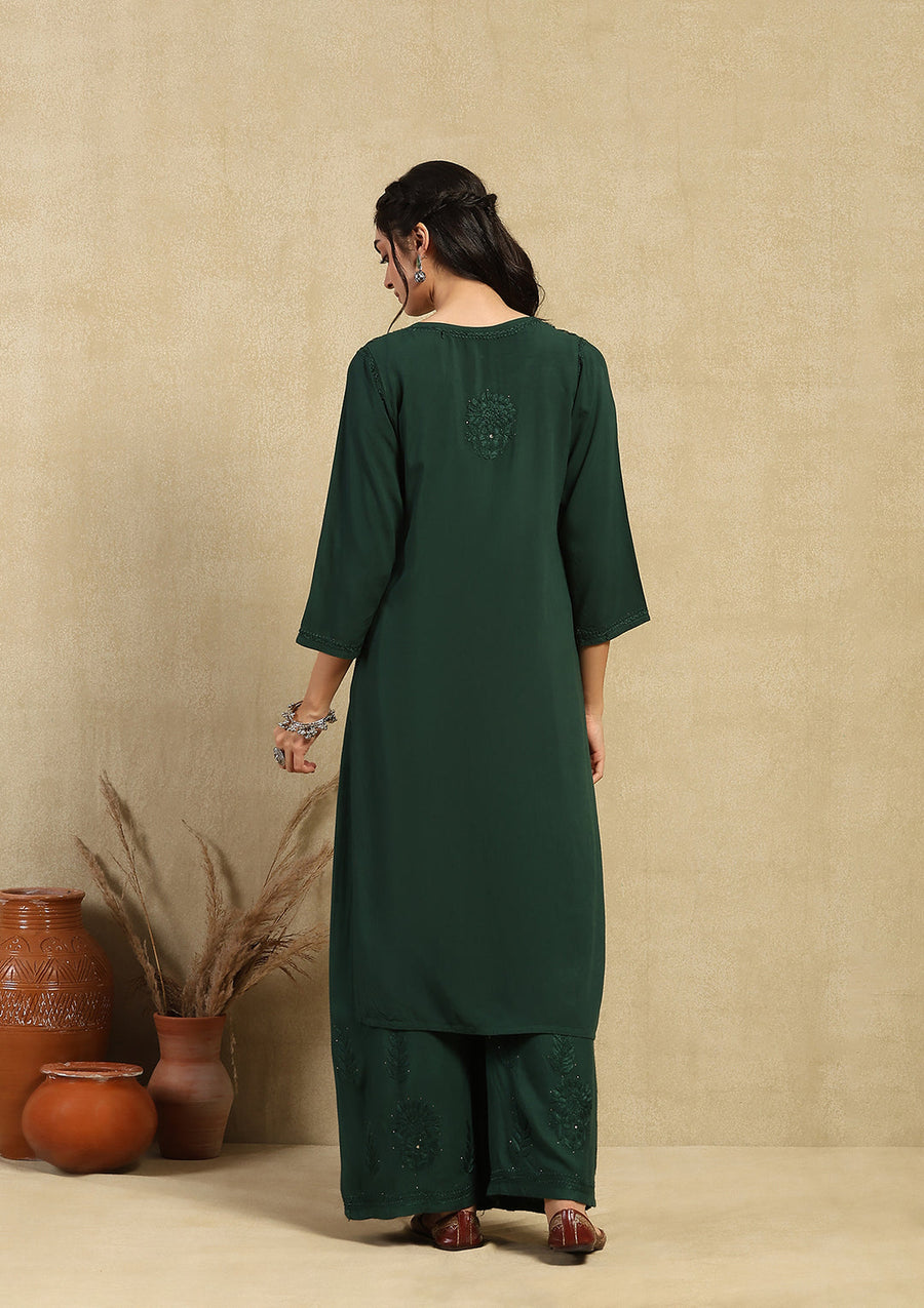 Kalira Rayon Mukaish Chikankari Kurti Set