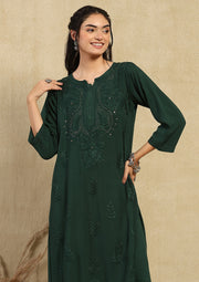 Kalira Rayon Mukaish Chikankari Kurti Set