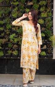 Maira Floral Chikankari Mulmul Co-ord Sets Yellow