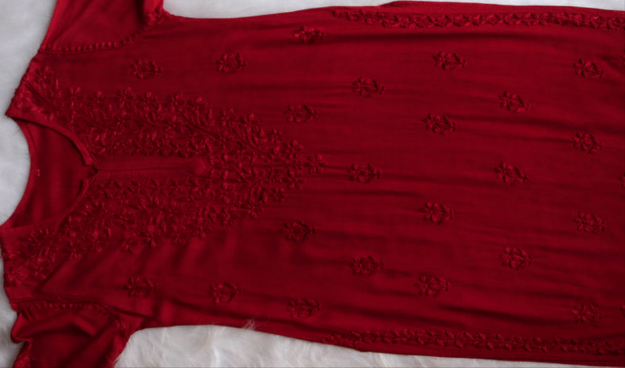 Malhar Rayon Chikankari Kurti Set