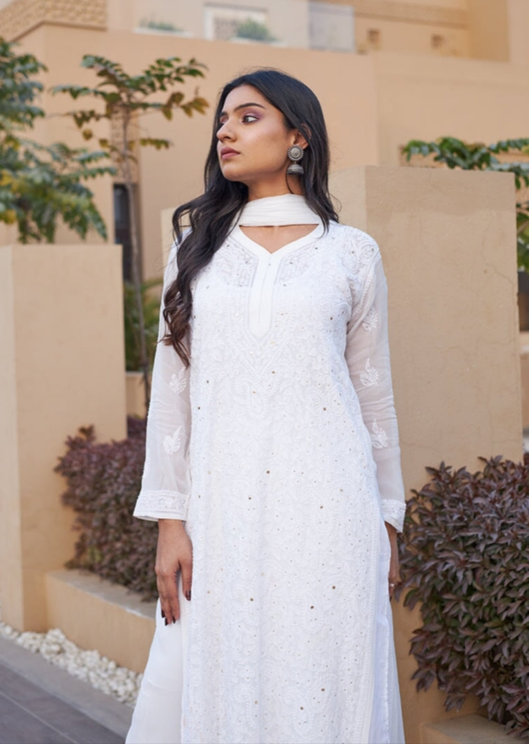 Nagma Premium Chikankari Mukaish Viscose Set