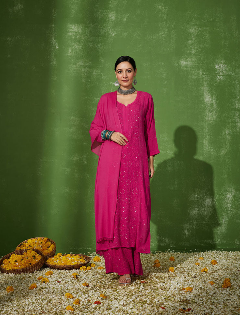 Nagma Premium Chikankari Mukaish Kurti Set