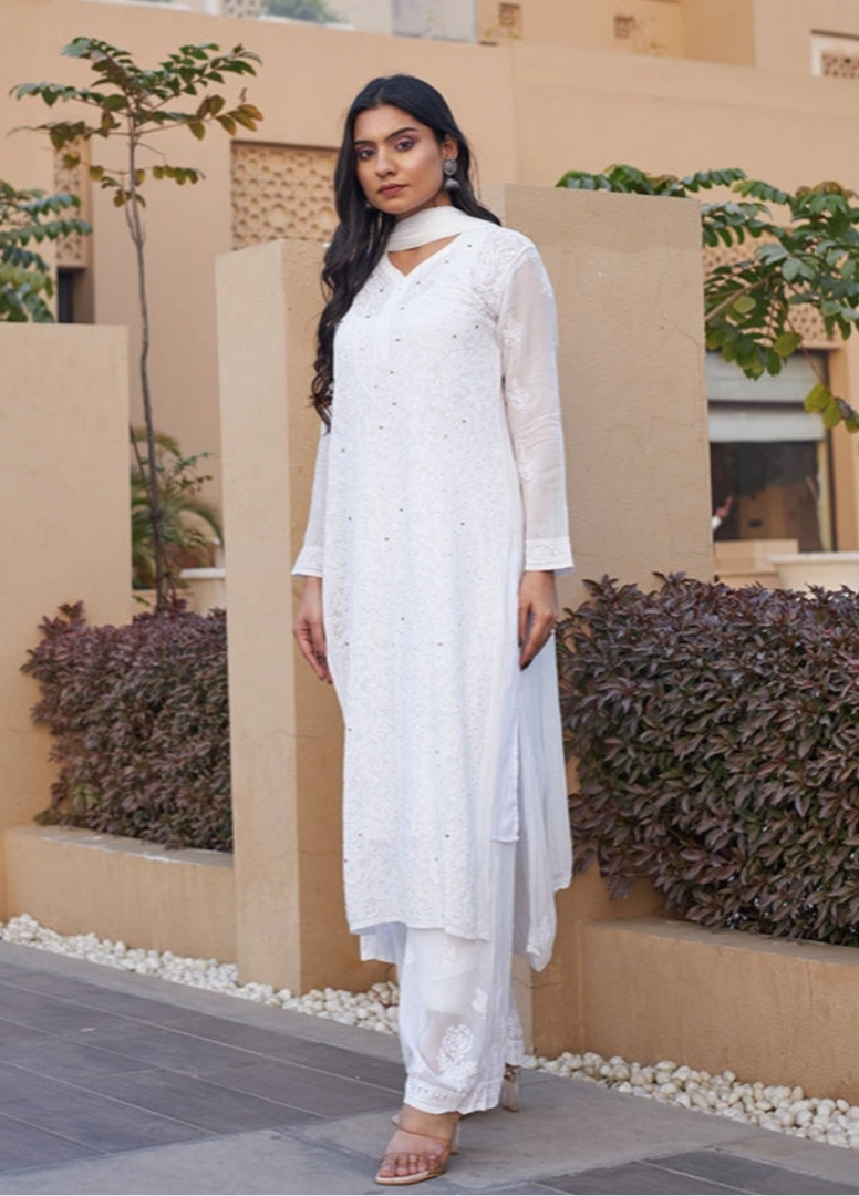 Nagma Premium Chikankari Mukaish Viscose Set