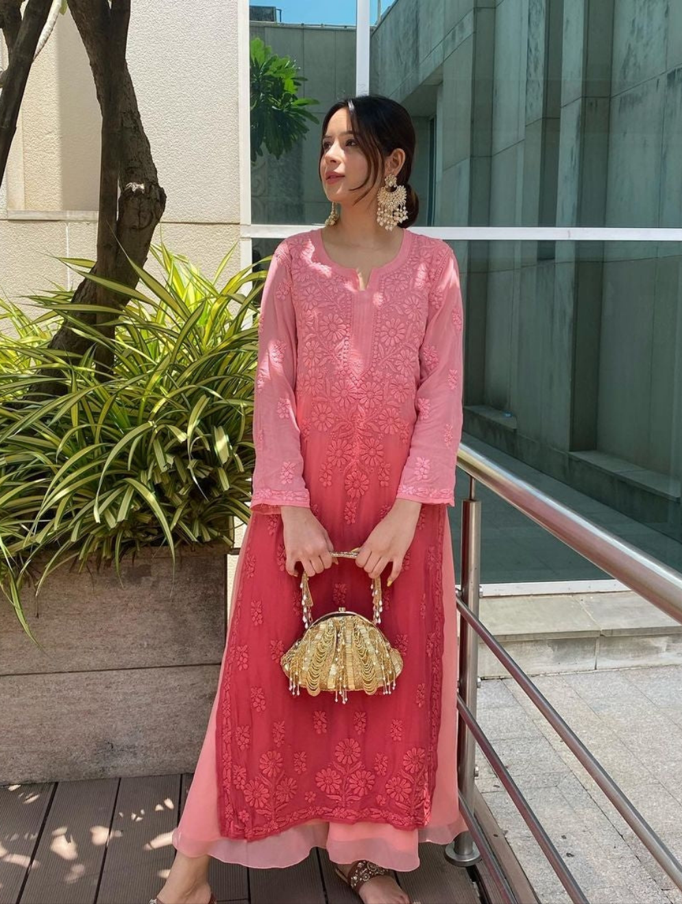 Maher Viscose 3D Work Long Chikankari Kurti