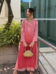 Maher Viscose 3D Work Long Chikankari Kurti