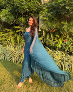 Load image into Gallery viewer, Anushka Styled Premium Strappy Chikankari Outfit Set Jade Green
