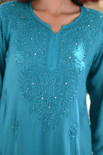Load image into Gallery viewer, Ulfat Rayon Mukaish Chikankari Kurti