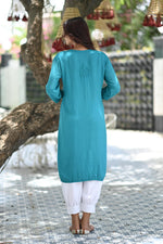 Load image into Gallery viewer, Ulfat Rayon Mukaish Chikankari Kurti