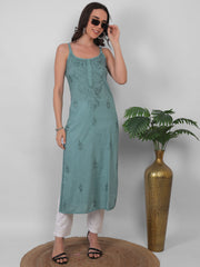 Nayab Strappy Ombre Chikankari Kurti - The Lucknowi Chikan 