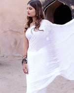 Load image into Gallery viewer, Nazm Viscose Mukaish Chikankari Saree
