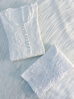 Load image into Gallery viewer, Isha Crochet Dobi Chikankari Co-Ord Set White Dobby Cotton
