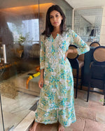 Load image into Gallery viewer, Maira Floral Chikankari Mulmul Co-ord Sets Sea Green
