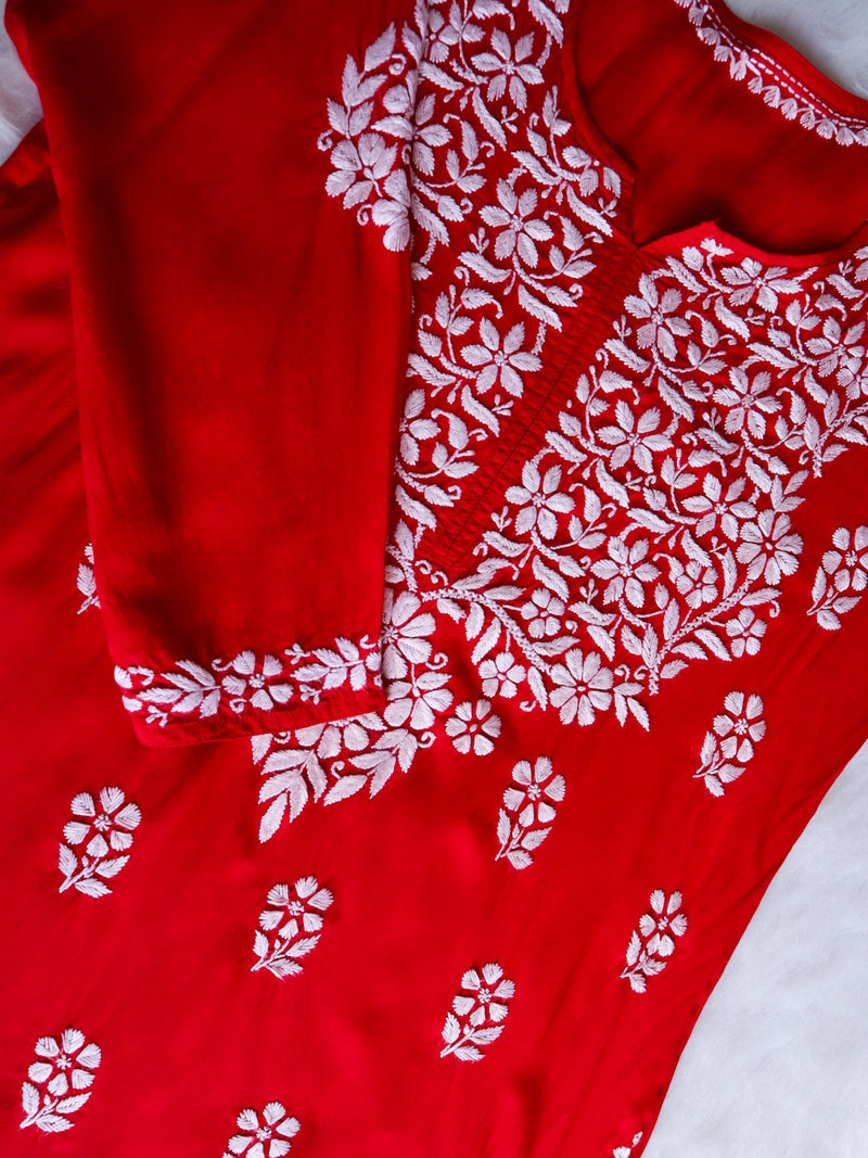 Najuk Modal Chikankari Straight Kurti