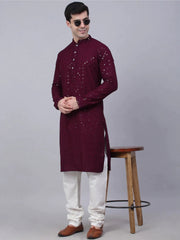 Nawab Mens Hakuba Sequence Chikankari Kurta & Pyjama Set