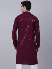 Nawab Mens Hakuba Sequence Chikankari Kurta & Pyjama Set