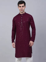 Load image into Gallery viewer, Nawab Mens Hakuba Sequence Chikankari Kurta &amp; Pyjama Set Wine
