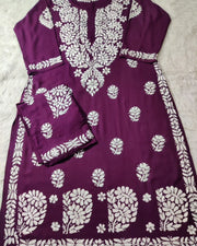 Daniya Premium Chikankari Modal Co-ord Sets Purple