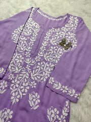 Mausam Modal Chikankari Straight Kurti