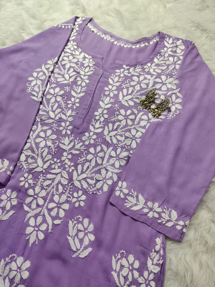 Mausam Modal Chikankari Straight Kurti