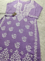 Mausam Modal Chikankari Straight Kurti