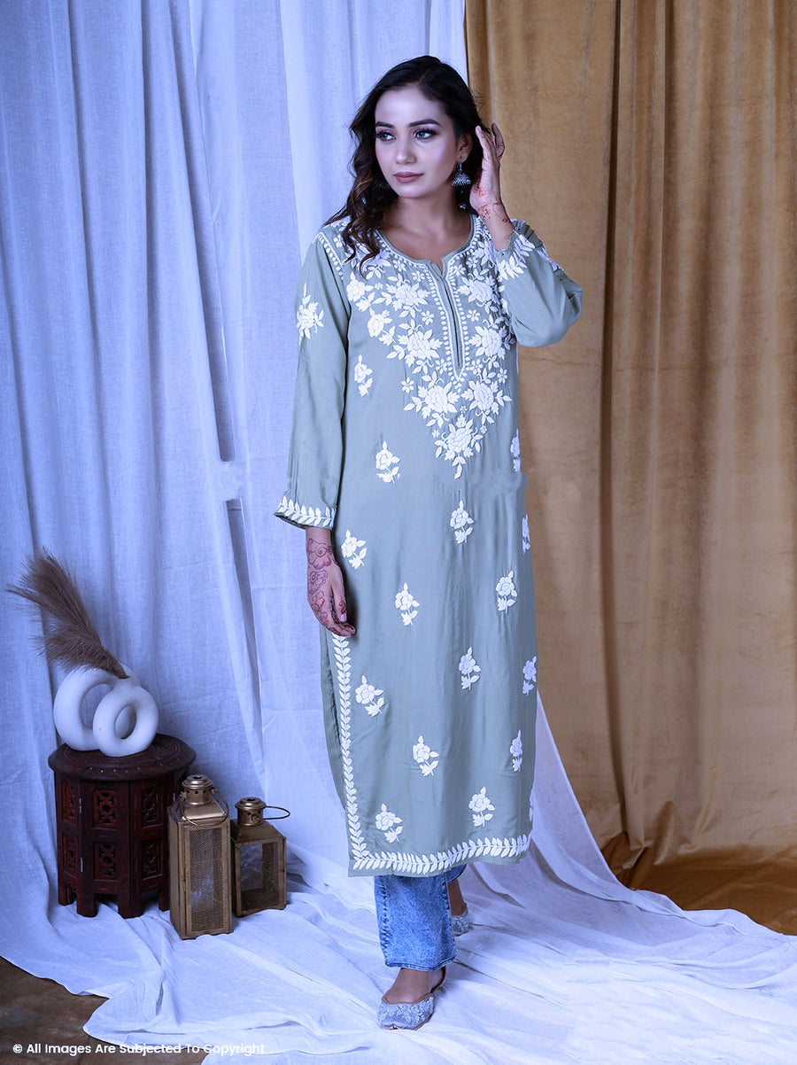 Saba Rose Modal Chikankari Long Kurta