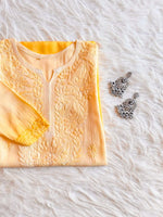 Load image into Gallery viewer, Riva Ombre Chikankari Kurti Sunflower Yellow
