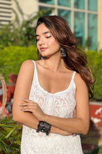 Load image into Gallery viewer, Anushka Styled Western Chikankari Kurta &amp; Gharara Set White Viscose Georgette
