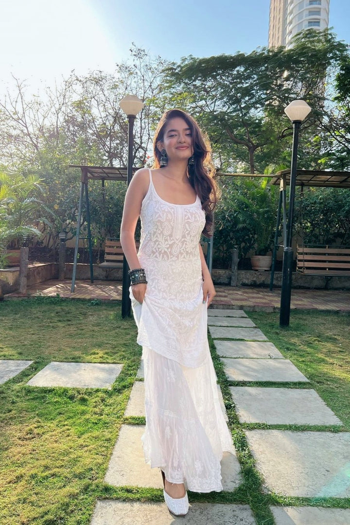 Anushka Styled Western Chikankari Kurta & Gharara Set