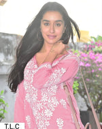 Load image into Gallery viewer, Bela Premium Baby Pink Chikankari Long Kurta
