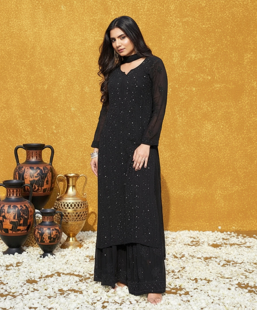 Nagma Premium Chikankari Mukaish Viscose Set