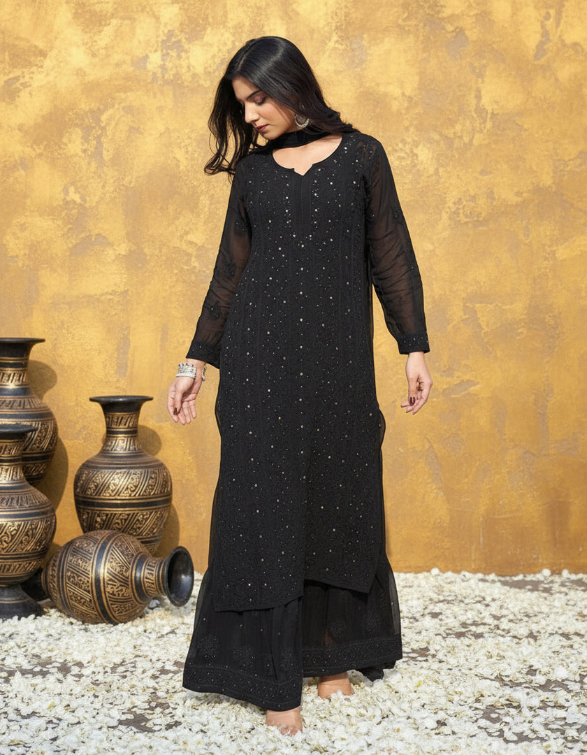 Nagma Premium Chikankari Mukaish Viscose Set