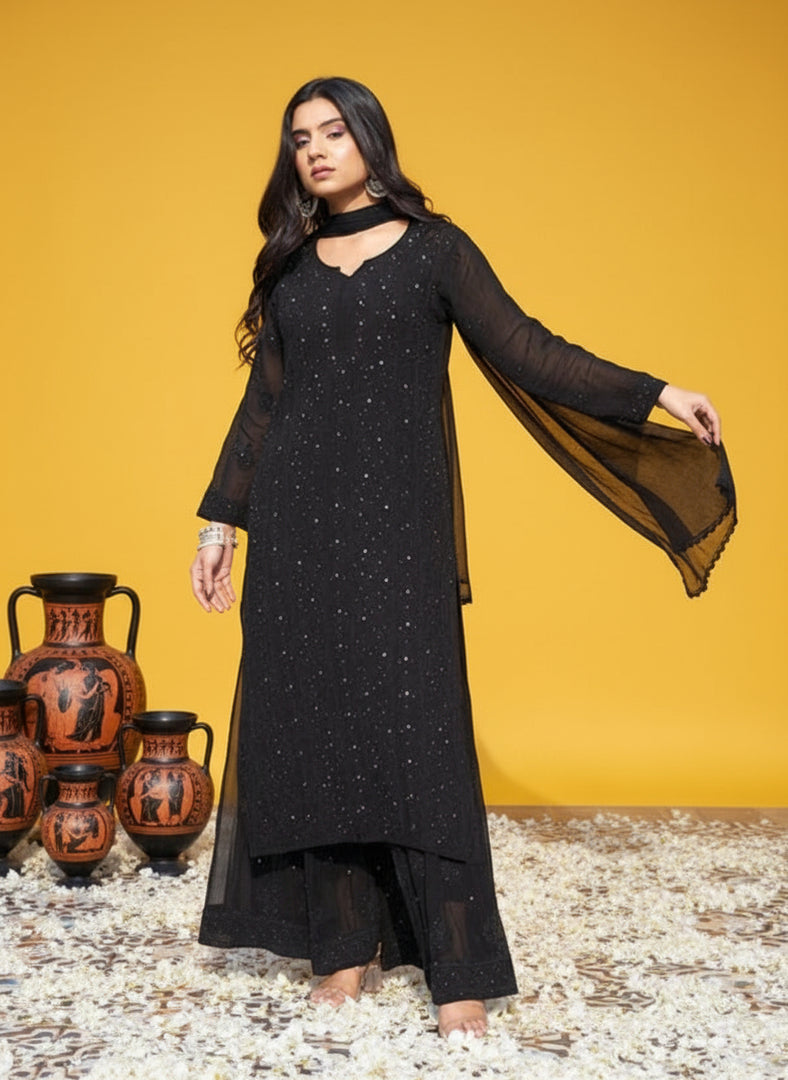 Nagma Premium Chikankari Mukaish Viscose Set