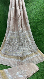 Load image into Gallery viewer, Kehkasha Premium Chanderi Silk Saree - The Lucknowi Chikan 