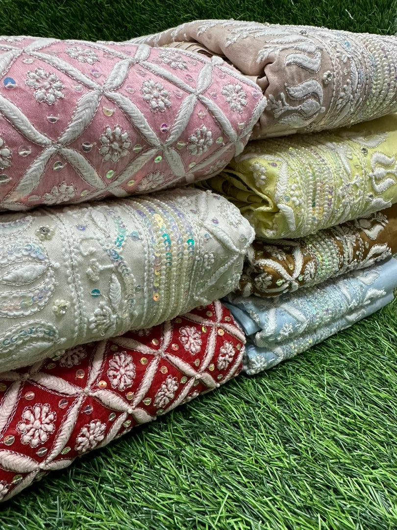 Kehkasha Premium Chanderi Silk Saree - The Lucknowi Chikan 