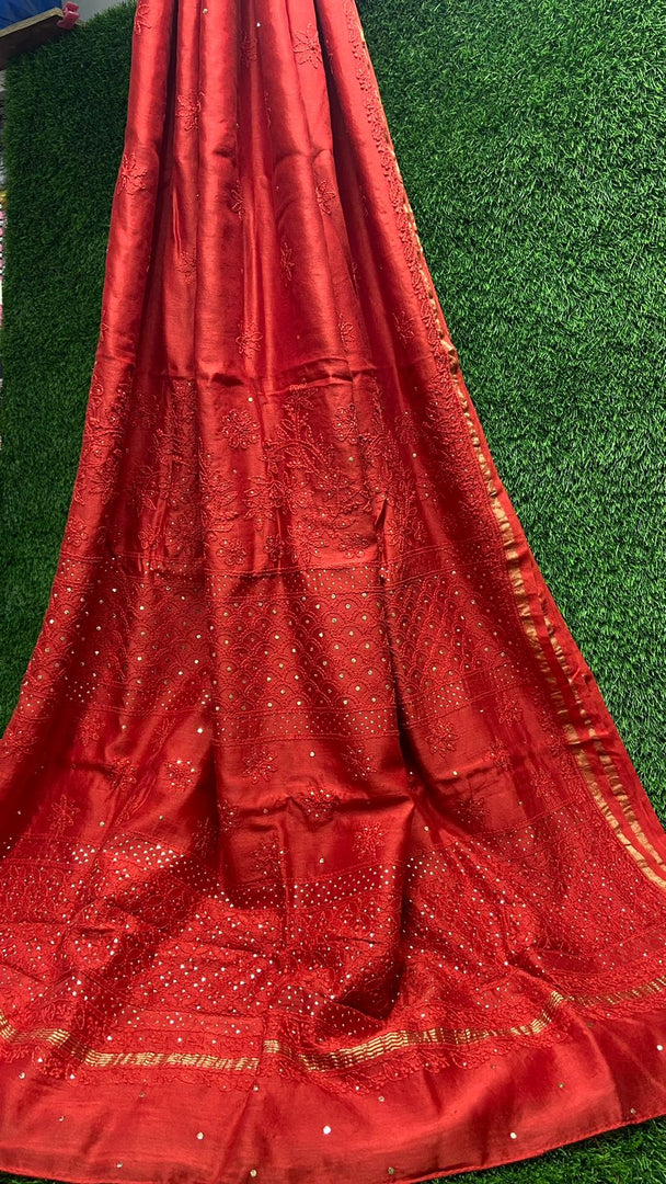 Madhuri Chanderi Silk Mukaish Saree.