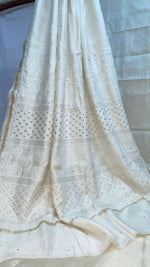 Load image into Gallery viewer, Madhuri Chanderi Silk Mukaish Saree. White