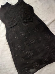 Haya Premium Viscose Luxury Chikankari Kurta Black