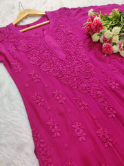 Maher Viscose 3D Work Long Chikankari Kurti