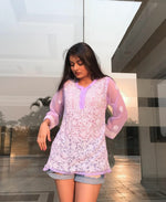 Load image into Gallery viewer, Anushka Styled Chikankari Short Top Lavender
