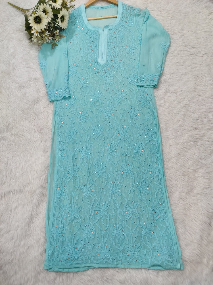 Nargis Viscose Mukaish Chikankari Kurti