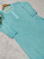 Load image into Gallery viewer, Nargis Viscose Mukaish Chikankari Kurti
