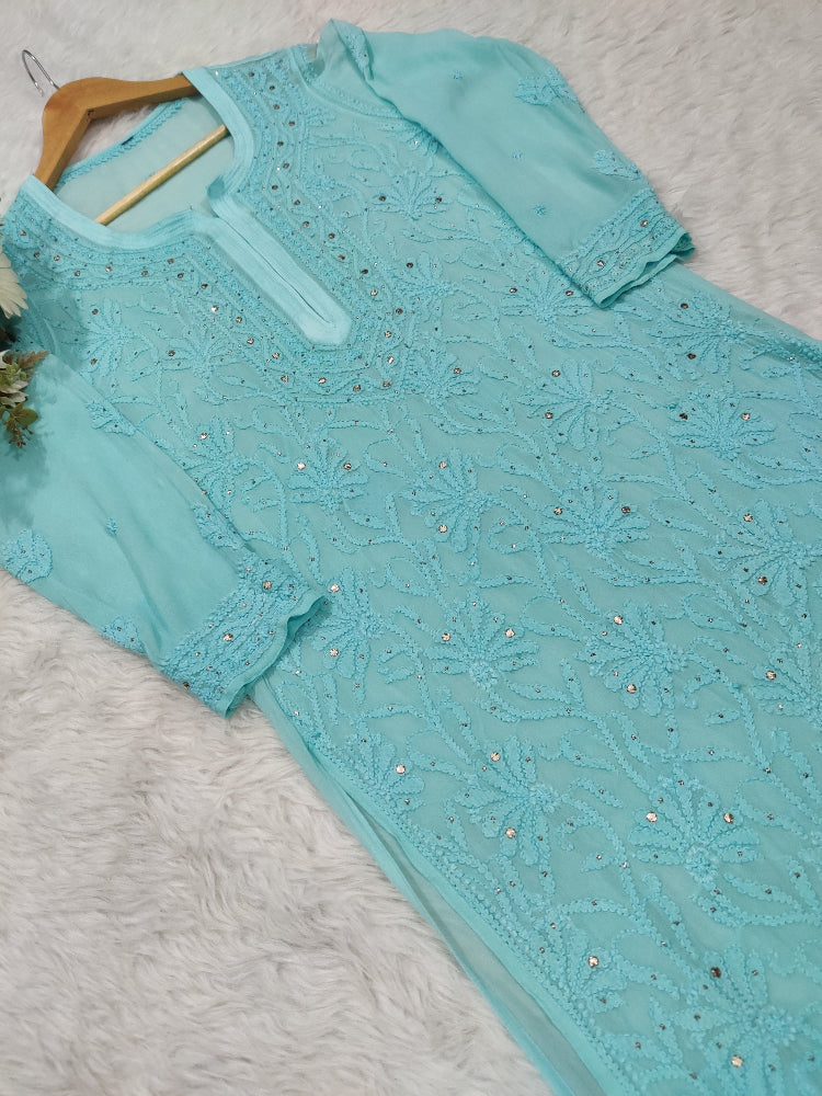 Nargis Viscose Mukaish Chikankari Kurti
