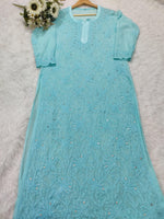 Load image into Gallery viewer, Mira Viscose Mukaish Long Chikankari Kurti
