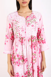 Ada Mulmul Premium Chikankari Floral Gown