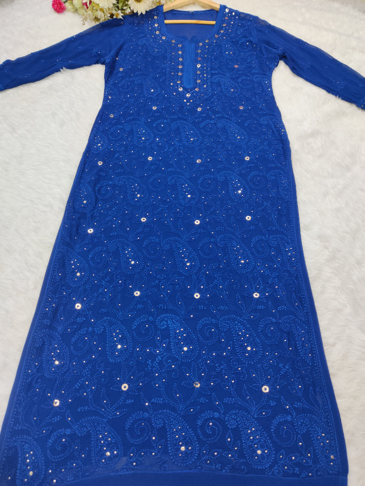Nargis Viscose Mukaish Chikankari Kurti