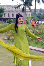 Load image into Gallery viewer, Surmai Viscose Mukaish Chikankari Kurti
